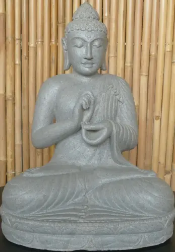 Product image of the product “Seated Buddha made of Riverstone, position Dharmachakra , H. 71cm. ”